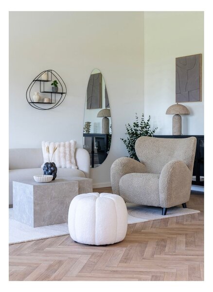 Bílý taburet z textilie bouclé Paisley – House Nordic