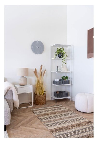 Bílý taburet z textilie bouclé Paisley – House Nordic