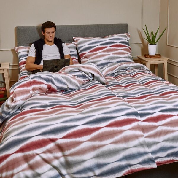 Povlečení FLANEL aqua stripe vínovomodrá 140 x 200/70 x 90 cm