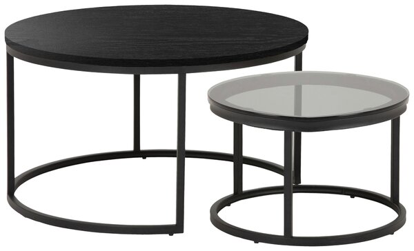 SADA KONFERENČNÍCH STOLKŮ, černá, kov, kompozitní dřevo, 80/80/45 cm MID.YOU - Konferenční stolky, Online Only