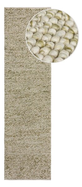 Khaki ručně tkaný běhoun s příměsí vlny 60x230 cm Minerals – Flair Rugs
