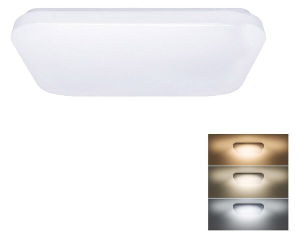 SOLIGHT LED stropní světlo Plain, 3CCT, 24W, 1920lm, 3000K, 4000K, 6000K, čtvercové, 38cm