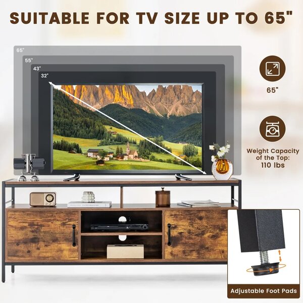 TV stolek na nožičkách rustikální, 61 x 40 x 147 cm HV10325CF