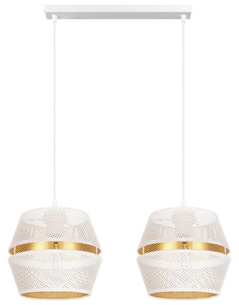Lustr na lanku PARIS 2xE27/60W/230V bílá/zlatá