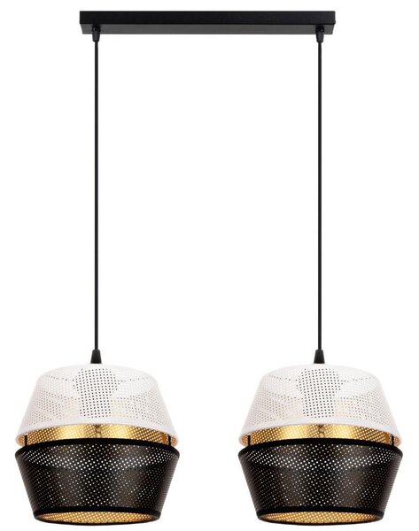 Lustr na lanku PARIS 2xE27/60W/230V bílá/černá/zlatá