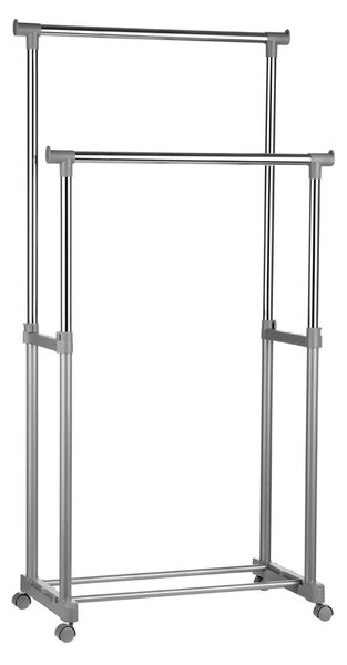 Kovový teleskopický/pojízdný stojan na oblečení ve stříbrné barvě – Premier Housewares