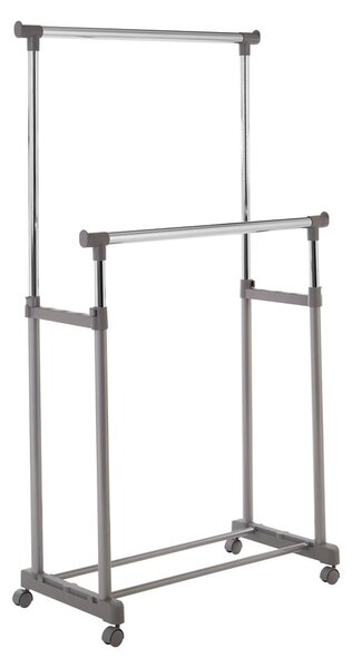 Kovový teleskopický/pojízdný stojan na oblečení ve stříbrné barvě – Premier Housewares