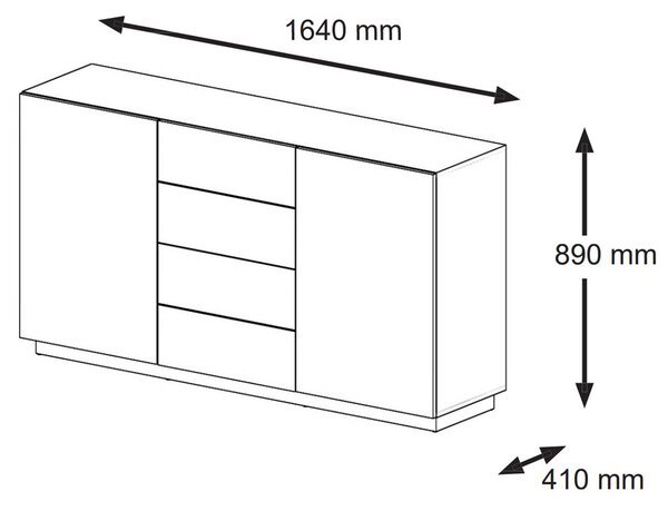 BIM Komoda Aura 2D4S, dub artisan/černý mat