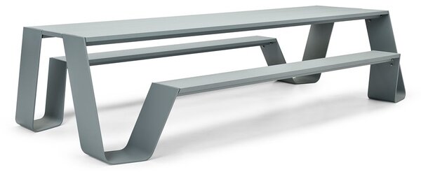 Extremis Jídelní stůl s integrovanou lavicí na obou stranách Hopper Picnic 240, Extremis, 238x160x74 cm, lakovaný hliník barva hnědá earth