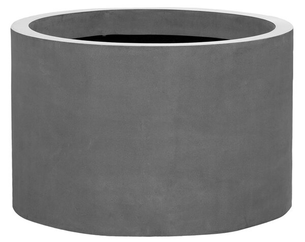 Pottery Pots Venkovní květináč kulatý Jumbo Max Mid. High XXL, Grey (barva šedá), kolekce Natural, kompozit Fiberstone, průměr 140 cm x v 90 cm, objem cca 1106 l
