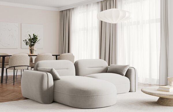 -25 % Dny MOMENTI– Cosmopolitan Design Světle béžová sametová rohová pohovka Sydney 230 cm, levá