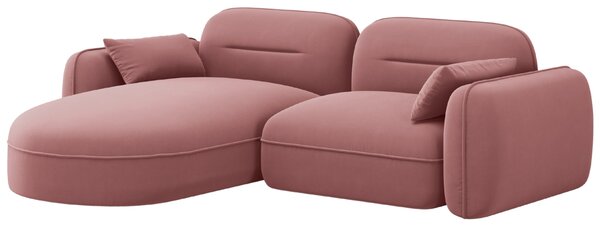 -25 % Dny MOMENTI– Cosmopolitan Design Růžová sametová rohová pohovka Sydney 230 cm, levá