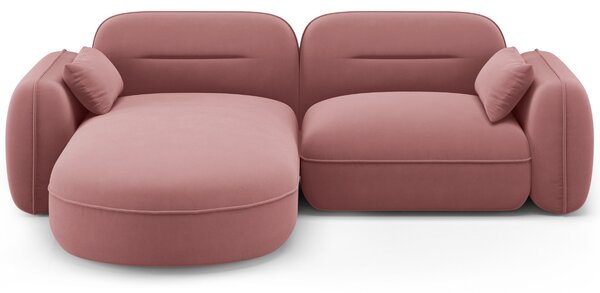 -25 % Dny MOMENTI– Cosmopolitan Design Růžová sametová rohová pohovka Sydney 230 cm, levá