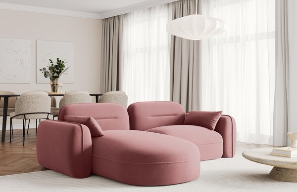 -25 % Dny MOMENTI– Cosmopolitan Design Růžová sametová rohová pohovka Sydney 230 cm, levá