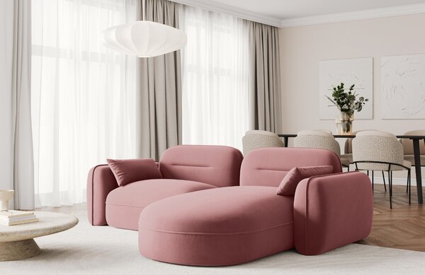 -25 % Dny MOMENTI– Cosmopolitan Design Růžová sametová rohová pohovka Sydney 230 cm, pravá
