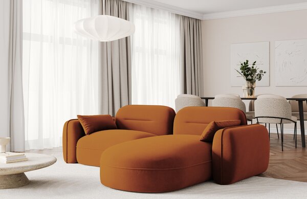 -25 % Dny MOMENTI– Cosmopolitan Design Terakotově oranžová sametová rohová pohovka Sydney 230 cm, pravá