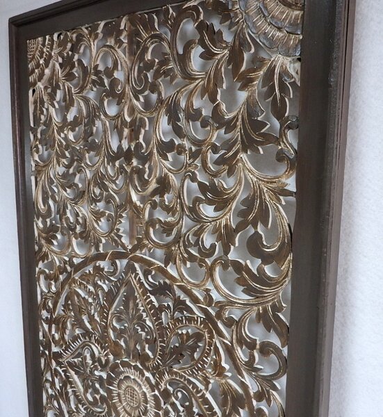 Závěsná dekorace PANEL FLOWER - Mandala hnědá, 160x80 cm, ruční práce
