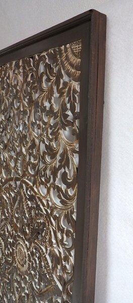 Závěsná dekorace PANEL FLOWER - Mandala hnědá, 160x80 cm, ruční práce