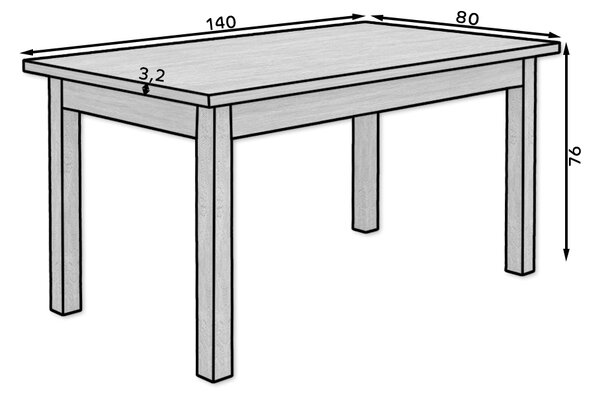 Jídelní stůl pro 6 osob 140x80 cm CADLA 11 - černý / dub sonoma