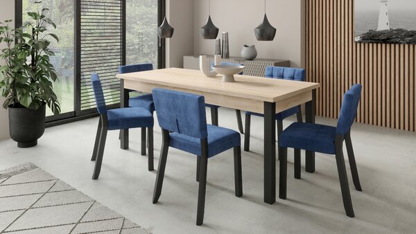 Jídelní stůl pro 6 osob 140x80 cm CADLA 10 - černý / dub sonoma
