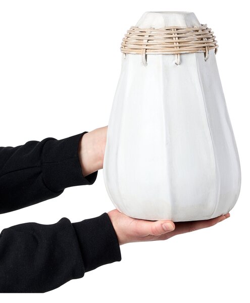 Dekorativní váza KAMPAR Keramika 30 cm Bílá