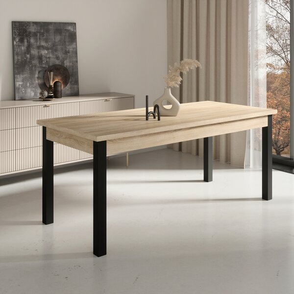 Jídelní stůl pro 6 osob 140x80 cm CADLA 11 - černý / dub sonoma