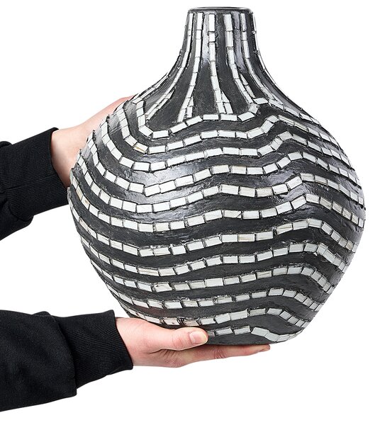 Dekorativní váza KUALU Keramika 35 cm Černá