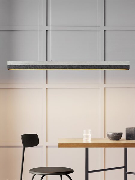 Lineární svítidlo Gant C3 2700K, d. 182cm, spálené dřevo Barva el. vedení: Bílá, Povrch - materiál: Světlý beton, Délka kabelu: 1,8 m