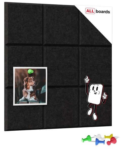 Filcový panel na zeď 30×30 cm černý, FELT30x30BLACK
