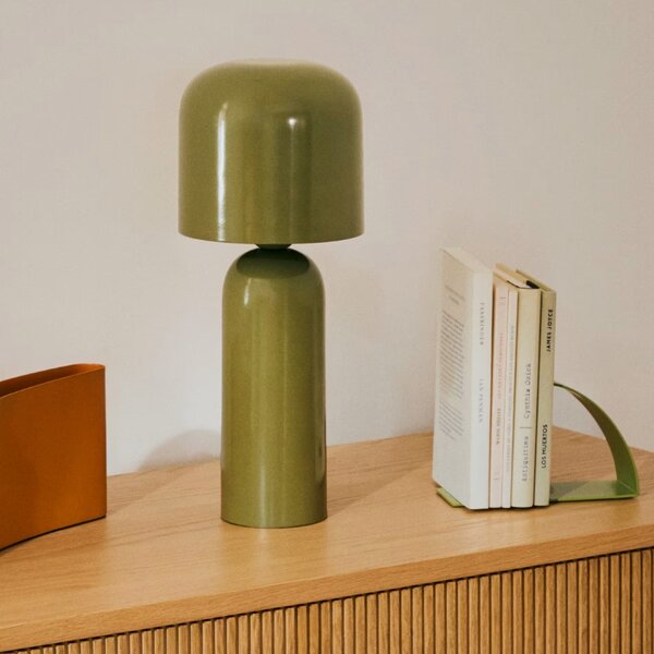 Zelená kovová stolní lampa Kave Home Monze