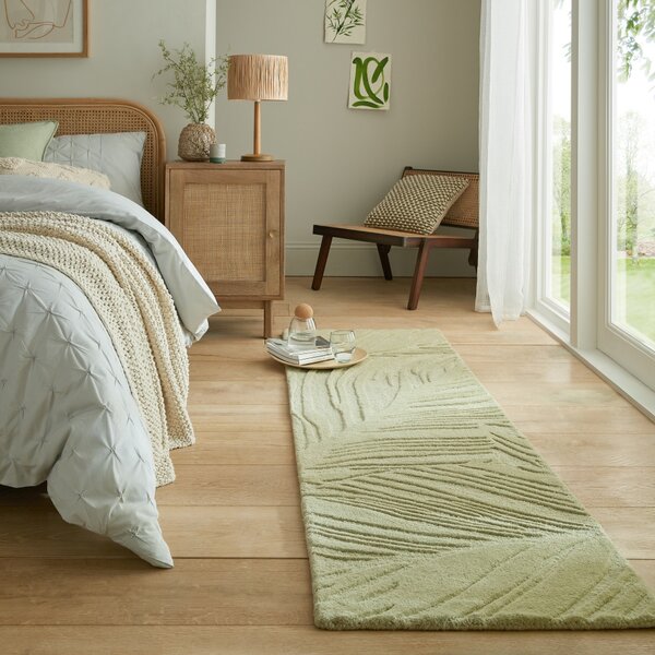 Flair Rugs, Běhoun Solace Lino Leaf Sage, 60x230, zelená, chodba / předsíň
