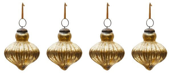 Set čtyř zlatých skleněných vánočních ozdob Kave Home Raj 8 cm