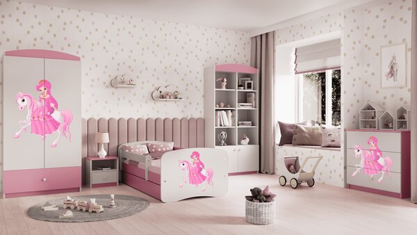 Kocot kids Dětská postel Babydreams princezna na koni růžová, varianta 70x140, bez šuplíků, bez matrace