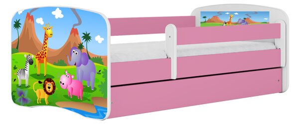 Kocot kids Dětská postel Babydreams safari růžová, varianta 70x140, bez šuplíků, bez matrace