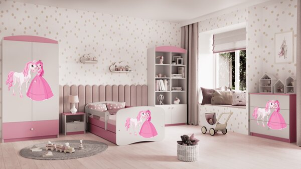 Kocot kids Dětská postel Babydreams princezna a poník růžová, varianta 70x140, bez šuplíků, bez matrace