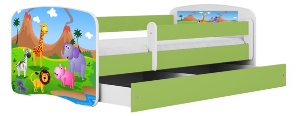 Kocot kids Dětská postel Babydreams safari zelená, varianta 70x140, bez šuplíků, bez matrace