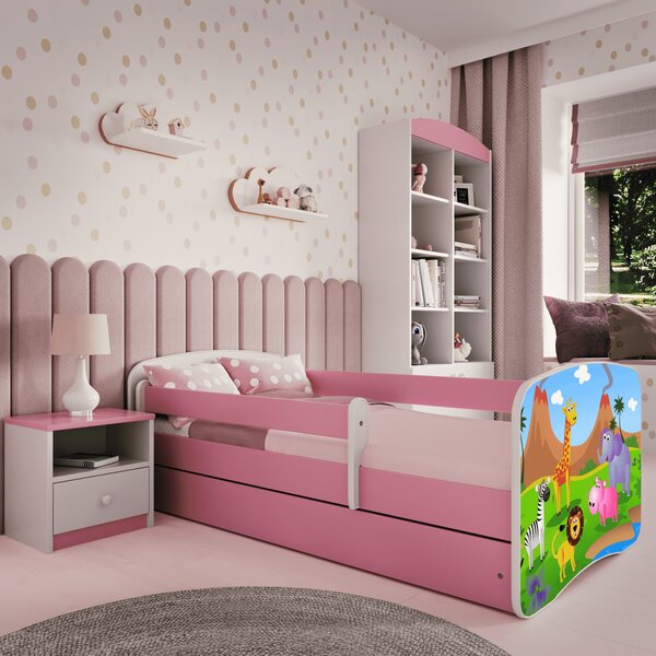 Kocot kids Dětská postel Babydreams safari růžová, varianta 70x140, bez šuplíků, bez matrace