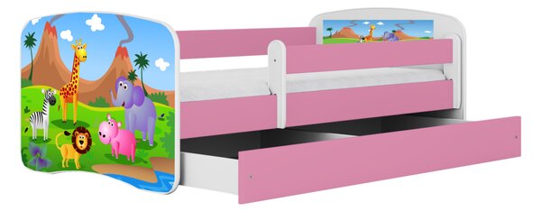 Kocot kids Dětská postel Babydreams safari růžová, varianta 70x140, bez šuplíků, bez matrace