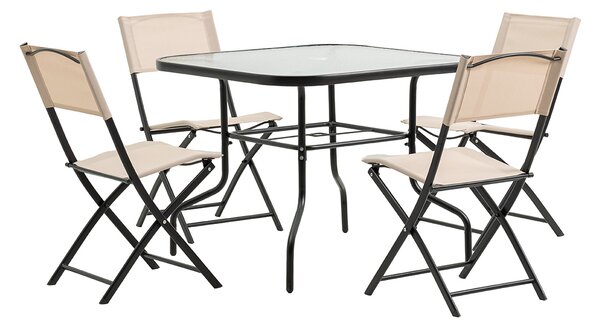 Zahradní set se slunečníkem BABRIS - černý / béžový