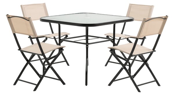 Zahradní set se slunečníkem BABRIS - černý / béžový