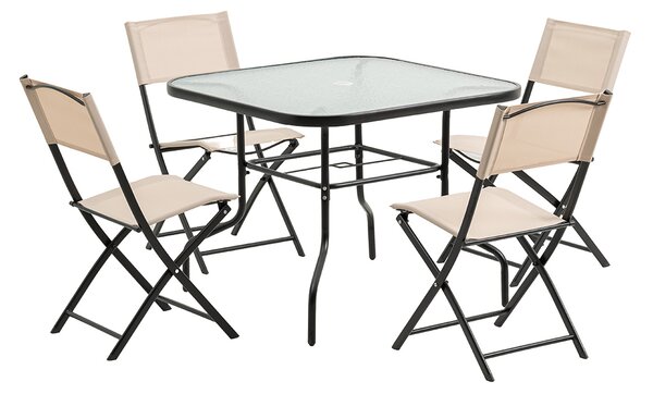 Zahradní set se slunečníkem BABRIS - černý / béžový
