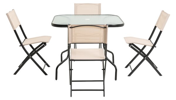 Zahradní set se slunečníkem BABRIS - černý / béžový