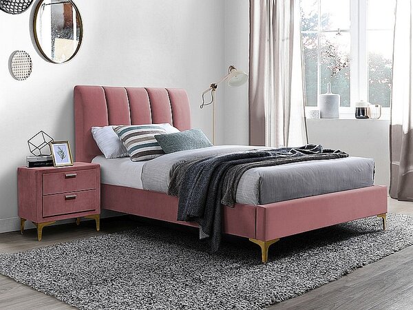 Čalouněná jednolůžková postel VESNA - 90x200 cm, růžová