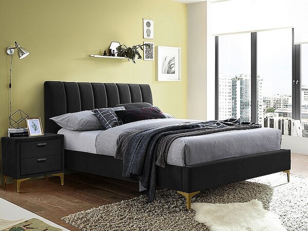 Čalouněná manželská postel VESNA - 160x200 cm, černá