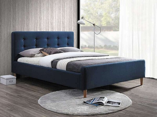Čalouněná manželská postel TIFFANY - 160x200 cm, modrá