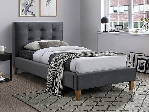 Čalouněná jednolůžková postel AMEL - 90x200 cm, šedá 2