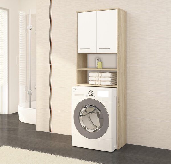 Ak furniture Koupelnová skříňka nad pračku Fin dub sonoma/bílá