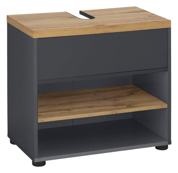Antracitová skříňka pod umyvadlo v dekoru dubu 60x57 cm Thessa – Støraa
