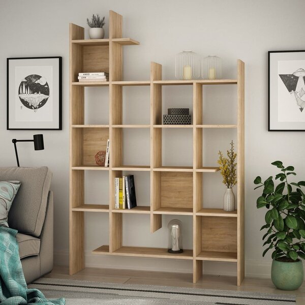 Knihovna v dekoru dubu v přírodní barvě 122x188 cm Manco – Kalune Design