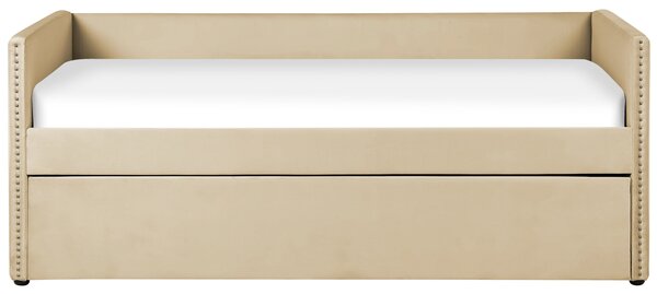 Rozkládací postel Umělý samet TROYES 90 x 200 cm Béžová